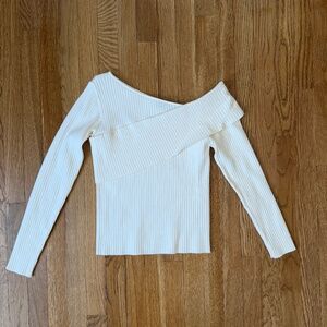 Vici Collection Modish Asymmetrical Ribbed Knit Top - Ivory, Medium NWOT